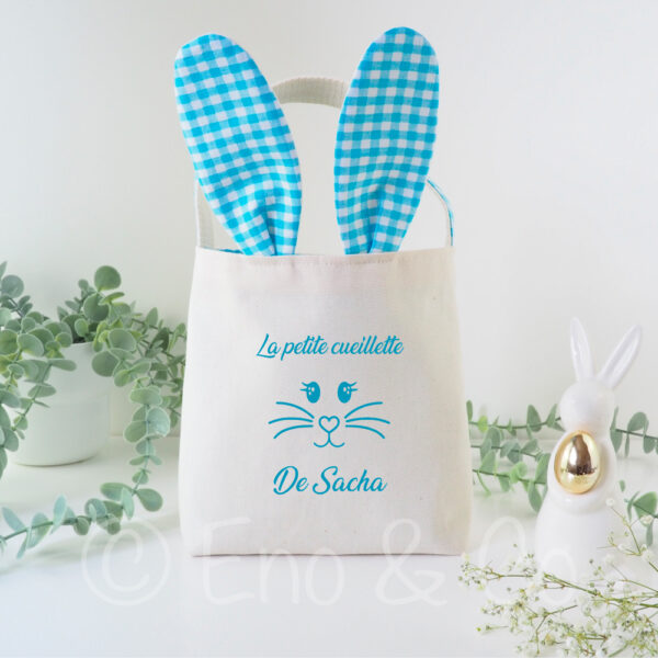 Panier de Pâques vichy bleu