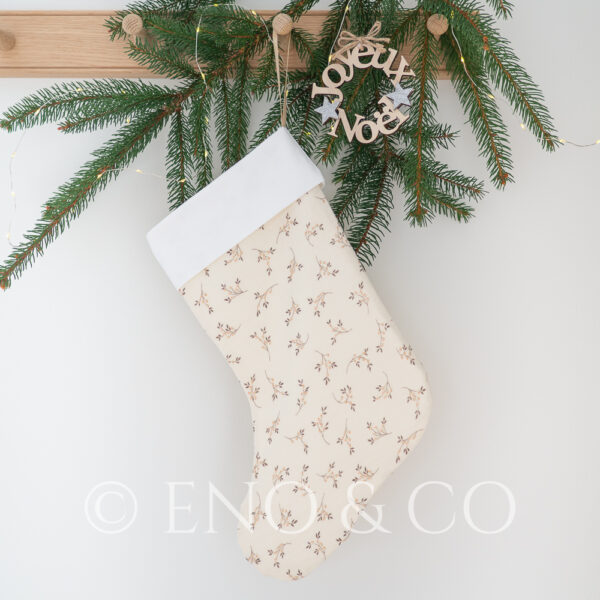Grande chaussette de Noel à personnaliser Double gaze de coton esprit nature