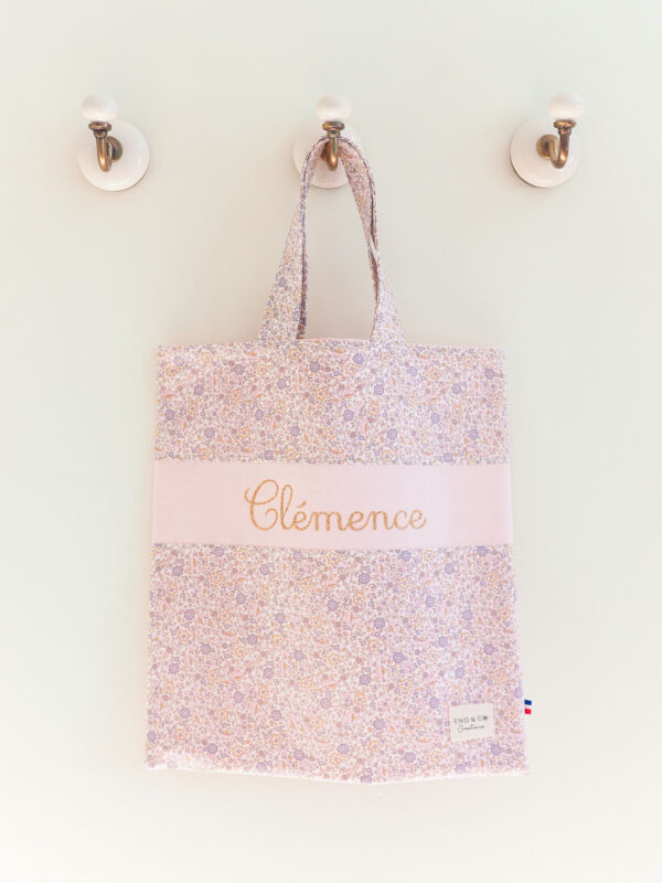 Sac bibliothèque personnalisableFleuri ana couleurs roses