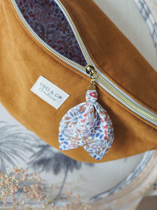 Sac banane velours camel intérieur automnale