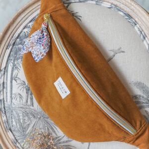 Sac banane velours camel intérieur automnale
