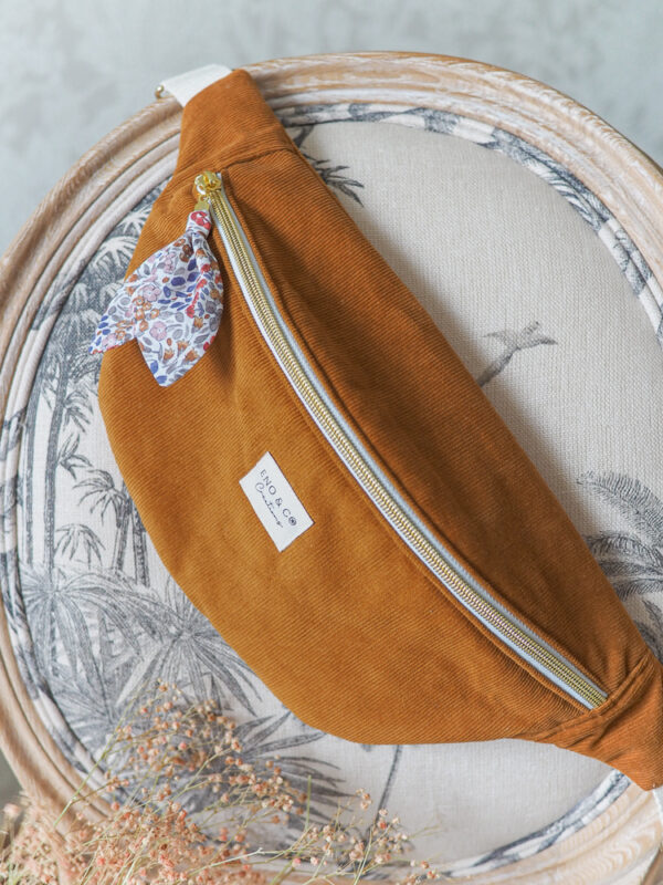Sac banane velours camel intérieur automnale