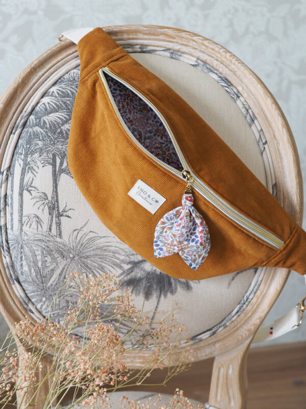 Sac banane velours camel intérieur automnale