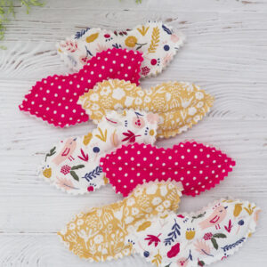 lot de 7 bisous en tissu motif enfantin rose jaune et beige